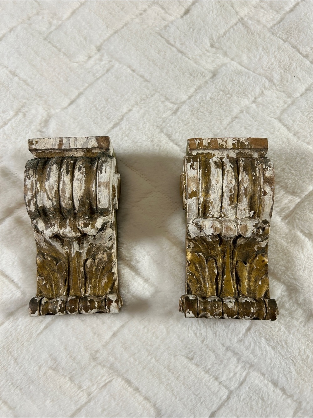 Vintage Distressed Decorative Wall Corbels - Pair